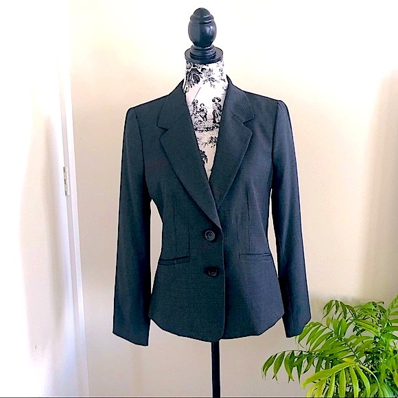 VINTAGE | VERONIKA MAINE Charcoal Check Tailored Blazer Business Casual Size 10 - Picture 3 of 16